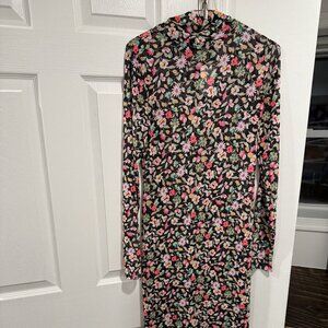 AFRM Los Angeles Marni Turtleneck Long Sleeve Floral Mesh Dress